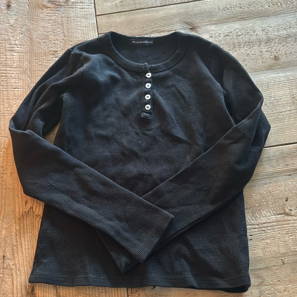Plain black waffle brandy tee